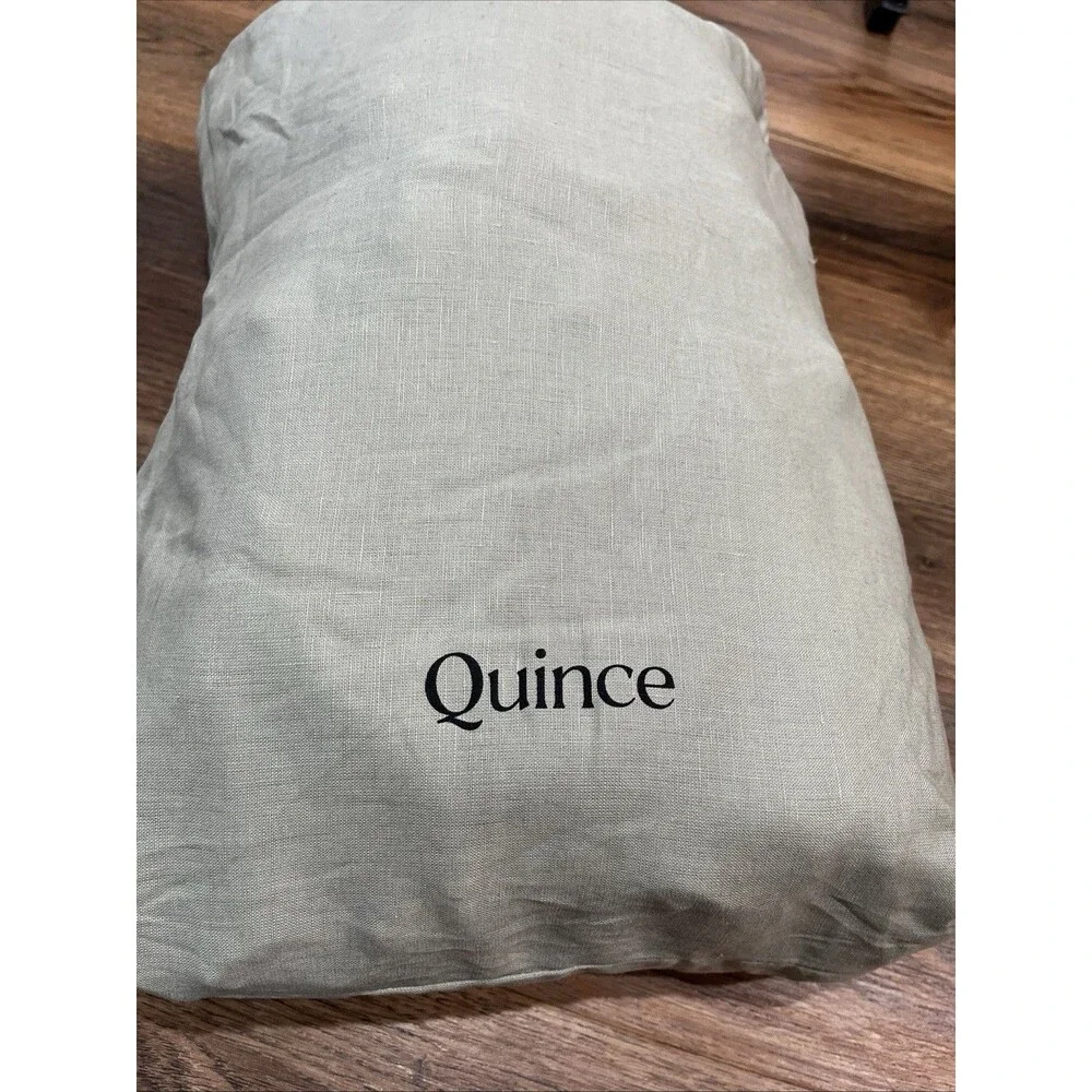 Quince European Linen Duvet Cover Set Full/Queen Willowleaf Green.